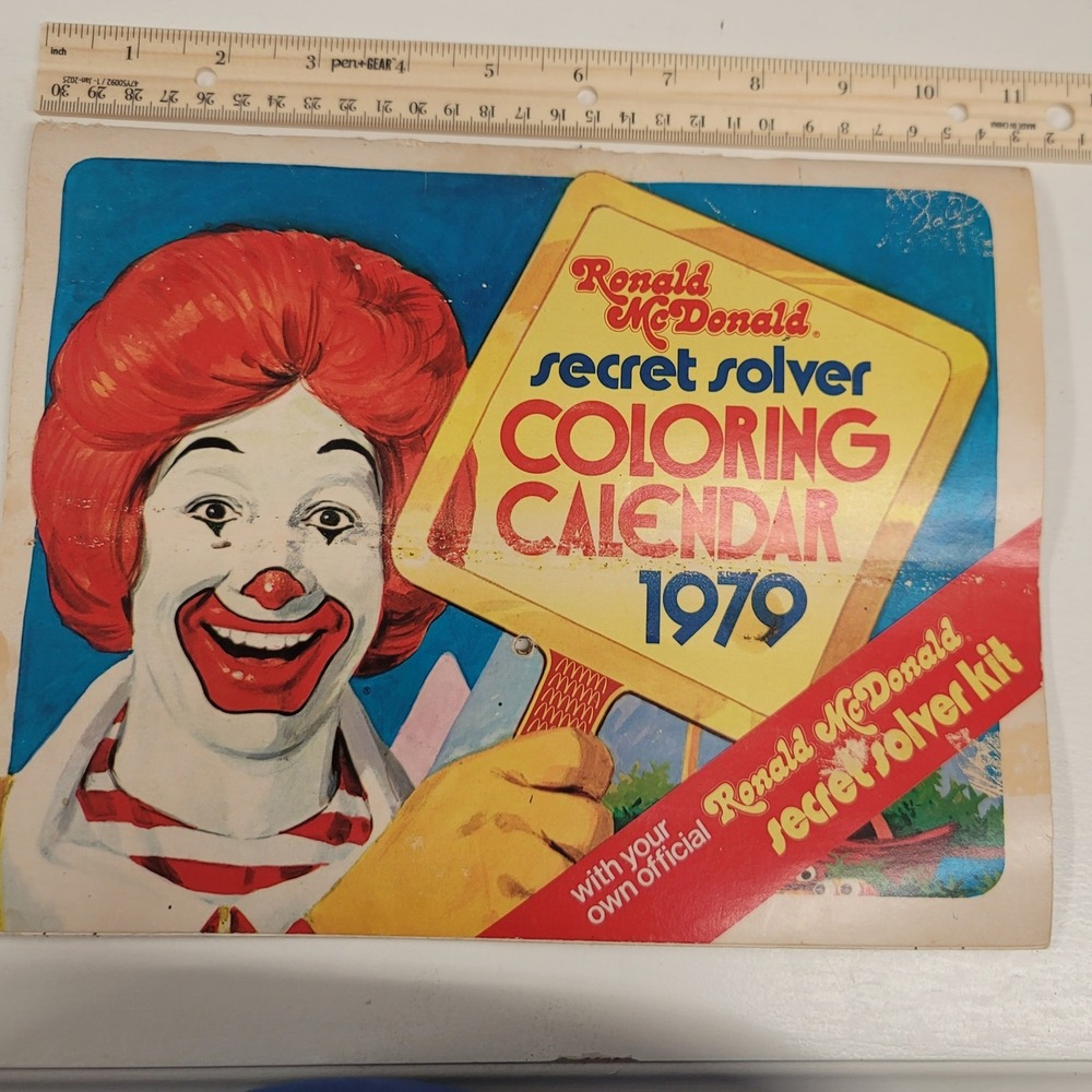 1979 Ronald McDonald Secret Solver‎ Coloring Calendar Kit Certificate of Merit